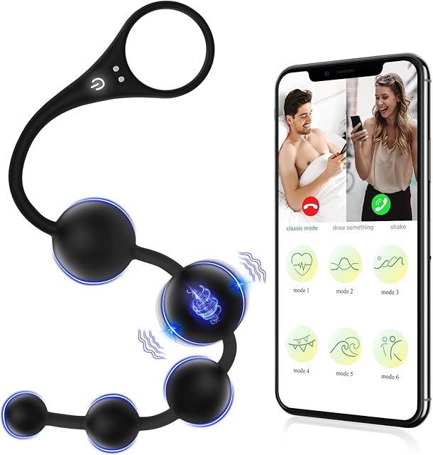 Anal Beads Vibrator Sex Toys - 145 Inch App Remote Control Butt Plug G-spot Vaginal Prostate Massager with 9 Vibrating Modes, Waterproof Penis Ring Vagina Stimulator Adult Toys for Men & Women