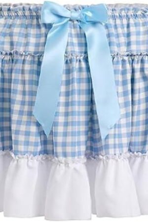 Women Men Sissy Ruffle Mini Skirt Pleated Lace Plaid A Line Short Skirt Halloween Costume Gingham Cosplay Lingerie