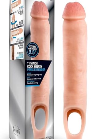 Blush Novelties, Performance - Ultra Soft X5 Plus 115 Inch Penis Sheath Extender - Extend Your Penis 2" - Thicken Up to 25"- Realistic Textured Cock Sleeve - Girth Enhancer Sex Toy for Men - Beige