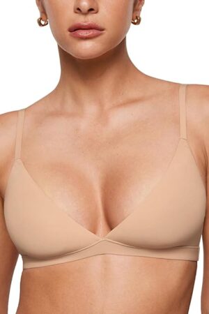 Women's Inbarely Triangle Bralette Plunge Unlined Seamless Bra No Underwire Sexy Comfortable Everyday