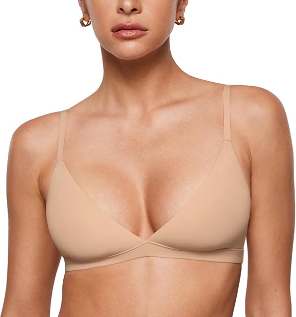 Women's Inbarely Triangle Bralette Plunge Unlined Seamless Bra No Underwire Sexy Comfortable Everyday