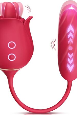 Dildo Vibrator Rose Sex Toys - MOOLIGIRL 3-in-1 Thrusting Vibrators for Women Adult Sex Toys with 9 Licking & Vibrating & Thrusting Modes for Clit Nipple Anal Vibrater for Couples Men Female