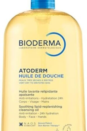Bioderma Atoderm Shower Oil, Cleansing Oil For Face & Body, Nourishing Cleansing Oil For Dry to Atopic Sensitive Skin For Softer & Smooth Skin For Your Whole Family