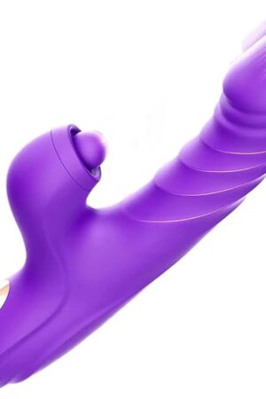 4IN1 Purple Rabbit Vibrator Thrusting Dildo for Women G Spot Vibrator Clitoral Stimulator Sex Toys Dildos Vibrator with 10 Vibration 7 Thrust Mode with Licking, Adult Sex Toy for Women and Couple