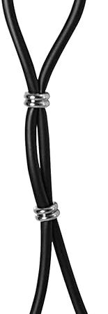 Cock-Ring Adjustable Silicone Black Cord with Two Stainless Steel Double Bead for Tension Control Tight Accurate fit