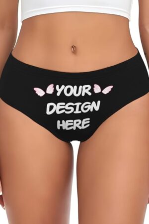 Custom Briefs for Women with Your Photo Text Logo, Personalized Design Sexy Panties, Funny Customized Gift Underwear