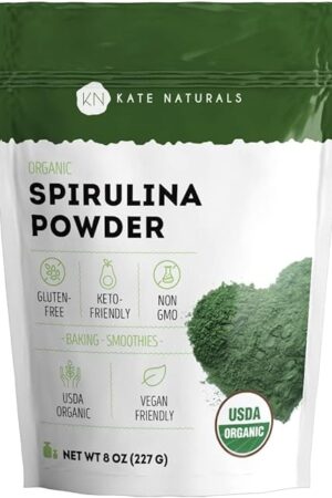 Kate Naturals Organic Spirulina Powder for Immune Support and Antioxidants Nutrient Dense Superfood Supplement (8 oz, USDA Certified, Non-GMO, Gluten- Free)