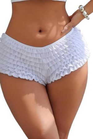 Womens Y2k Ruffle Shorts Sexy Lace Lolita Bloomers Cheeky Ruffle Boyshorts Panties