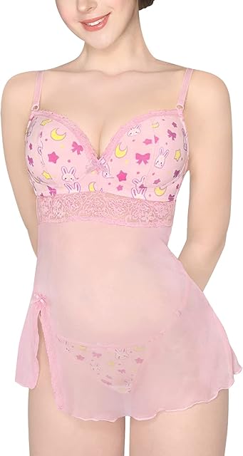 Women Nightwear Usagi Babydoll Lace Strap Chemise Halter V Neck Sleepwear Lingerie