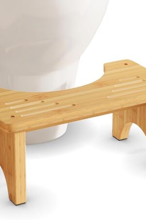 Bamboo Toilet Stool, Wooden Squatting Potty Stool for Adults, 7 Inch Toilet Stool Squat Adult, Non-Slip Wood Poop Stool for Bathroom, Portable Toilet Foot Pooping Steps for Kids