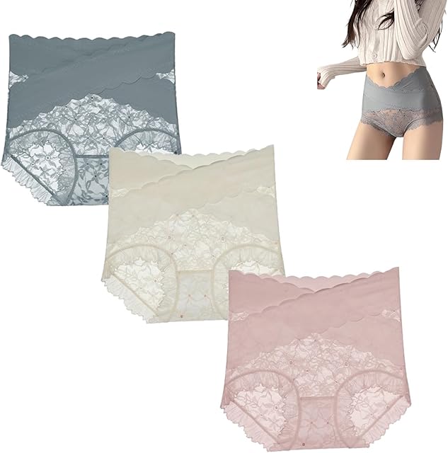 High Waist Lace Tummy Control Panties Women Silky Comfort High Waist Hip Lift Panties Lace Underwear Sexy Panties