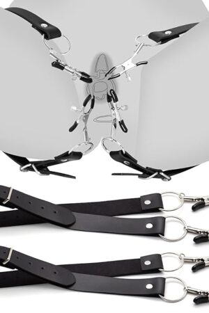 Adjustable Labia Spreader Straps with Clamps, BDSM Bondage Restraints Couples Sex Toys Sex Furniture Nipple Toys Fetish Nipple Clips for Adult Sex Game Play Open Vaginal Pussy Clitoral Labia Clamps