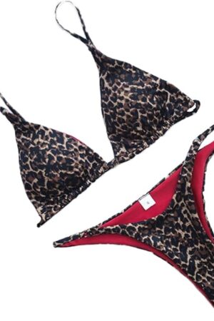 Women's Sexy Leopard Lingerie Set Matching Bra and Panty Set