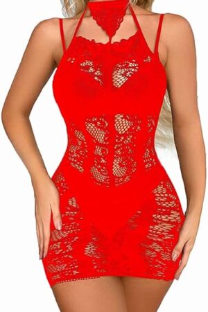 Women Fishnet Bodysuits,Sexy Mesh Babydoll,Women's Floral Lace Lingerie,Bodysuit Dress,One Piece Babydoll One Size