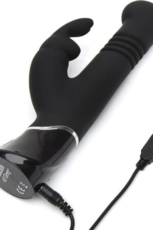 Fifty Shades of Grey Greedy Girl Thrusting Rabbit Vibrator - 45 Inch Silicone Thrusting Vibrator for Women - Dual Stimulation Adult Sex Toy - Rechargeable & Waterproof - Gifts for Women - Black