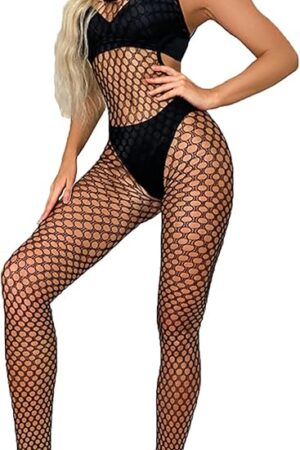 Women Fishnet Bodysuits,Floral Lace Lingerie,Women's Sexy Mesh Babydoll,Bodysuit Dress,One Piece Babydoll One Size