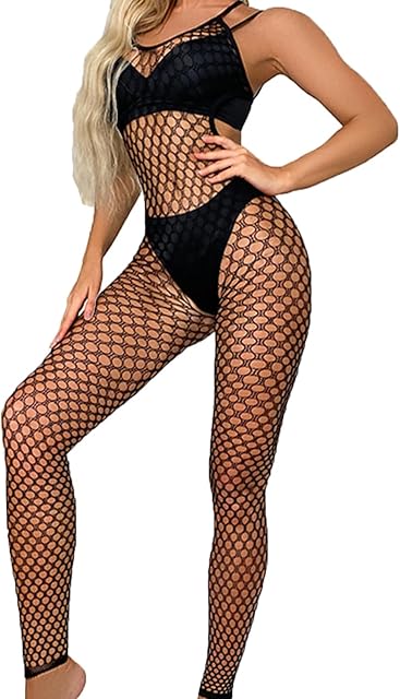 Women Fishnet Bodysuits,Floral Lace Lingerie,Women's Sexy Mesh Babydoll,Bodysuit Dress,One Piece Babydoll One Size