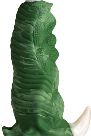 Dragon Claw Silicone Dildo for Beginners, Men, Women, & Couples. Fantasy Dildo with Suction Cup Base. Harness Compatible, Premium Silicone. 1 Piece, Green & White.