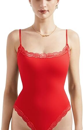 Women Square Neck Lace Bodysuit Sleeveless Spaghetti Strap Tank Top