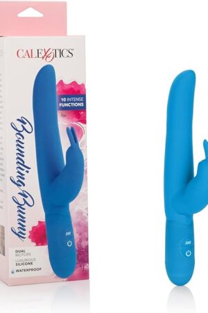 CalExotics Bounding Bunny - Waterproof Rabbit Vibrator Toy for Couples - Adult Sex Clitoral G Spot Massager ? Blue