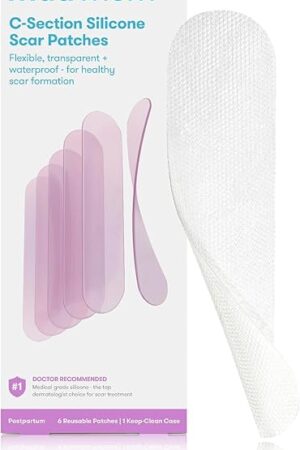 Frida Mom C-Section Silicone Strips, C-Section Recovery Must Have Scar Patches, Reusable Medical Grade Treatment for Keloid Scars, Includes Case & Pouch