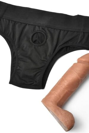 Wearable Penis Sleeve Silicone Hollow Dildo with Harness Pants: Realistic Penis Enlarger Sleeve Men Penis Sheath Adult Sex Toy