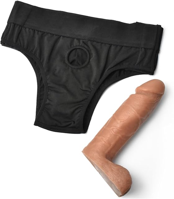Wearable Penis Sleeve Silicone Hollow Dildo with Harness Pants: Realistic Penis Enlarger Sleeve Men Penis Sheath Adult Sex Toy
