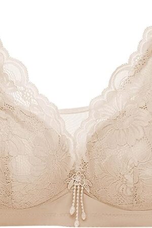 Front Closure Lace Bra for Women Longline Wireless Padded Bra Push Up Bralette Adjustable Sexy Comfort Lingerie Top