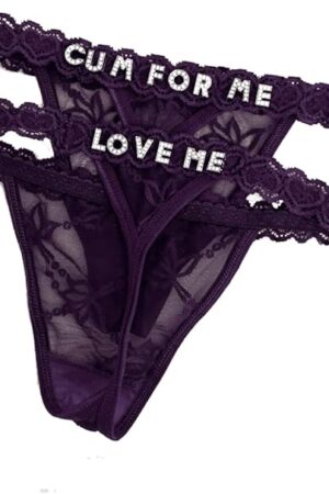 Custom Name Thong, Customized Panties, Lace Custom Name Thong, Crystal Letters Underwear, Custom G-String, Personalized Sexy Thong (Purple)