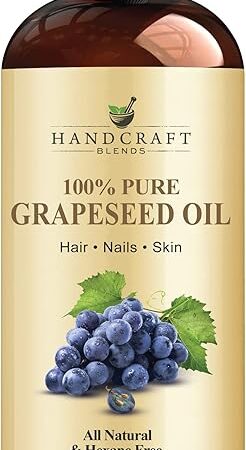 Handcraft Blends Grapeseed Oil - Cold-Pressed 16 Fl Oz - 100% Pure and Natural - Premium Grade Carrier Oil for Skin and Hair - Hair and Body - Massage - Hexane-Free