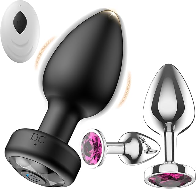 Anal Plug with Vibrating Butt Plug, 3PCS Metal Adult Sex Toys Anal Plugs, Anal Vibrator with Remote Control 10 Vibrating Anal Plug for Men Women, Anal Toy Prostate Massager Adult Sex Toy & Games