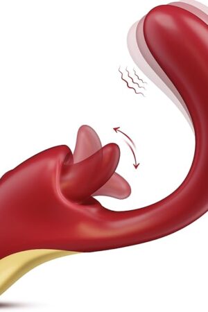G Spot Dildo Vibrator Sex Toys, Thrusting Dildo 2 in-1 Vibrators with 9 Vibrating & Tongue Licking Modes, Clitoral G Spot Anal Sex Toy, Rose Adult Sex Toys & Games for Woman Man Couples