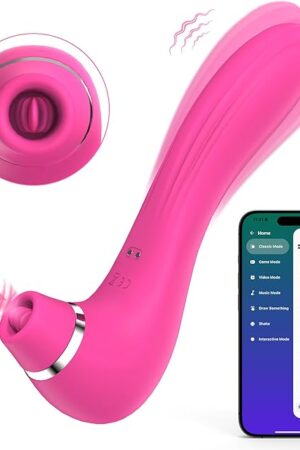 Clitoral Sucking Licking Vibrator Sex Toy for Women,? APP Control? 4 in 1 Clitoral G-Spot Vibrators Dildo Tongue Toy,9 Vibrations 9 Tongue Licking &Sucking Modes, Nipple Clit Stimulator Sex Toy
