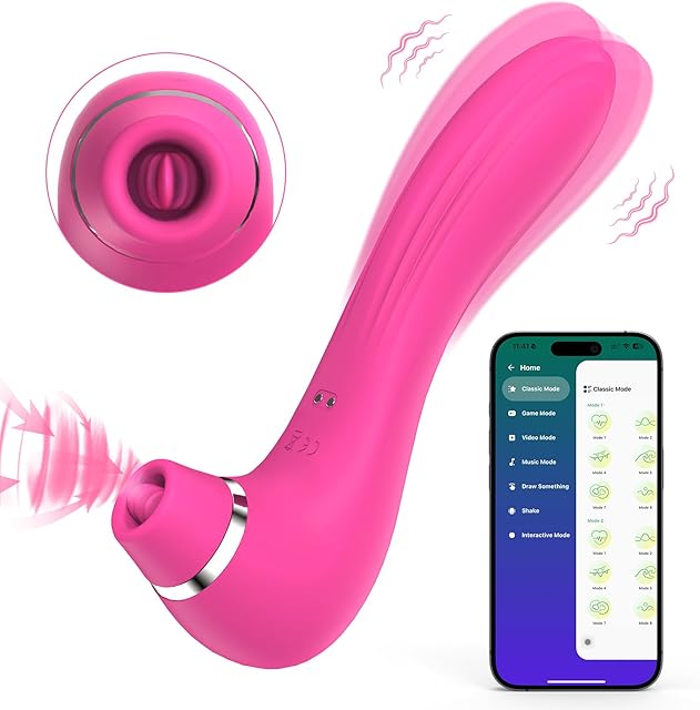 Clitoral Sucking Licking Vibrator Sex Toy for Women,? APP Control? 4 in 1 Clitoral G-Spot Vibrators Dildo Tongue Toy,9 Vibrations 9 Tongue Licking &Sucking Modes, Nipple Clit Stimulator Sex Toy