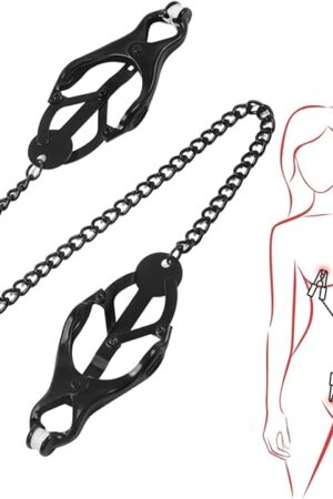 BDSM Nipple Clit Clamp Clamps Adjustable Pressure Body Chain Necklace Sex Pleasure Women Sexual Neck Choker Clips Adult Play Butterfly Stainless Steel Men Couples Textured Rubber Padded Tips Jewelry