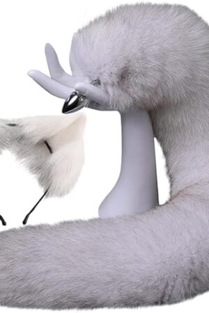 Butt Plug Fox Tail,70CM Handmade Blue Fox Tail Hair Bands Plush Cute Cat SetCute Hair AccessoriesGirls HeadwearAccessoriesParty Props Sex Butt Stainless Steel Cosplay Toy