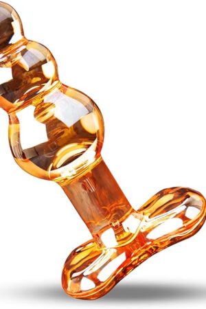 Glass Bead Anal Plug Crystal Butt Plug for Advanced & BeginnerSex Toy for Women Men Masturbation(Yellow)