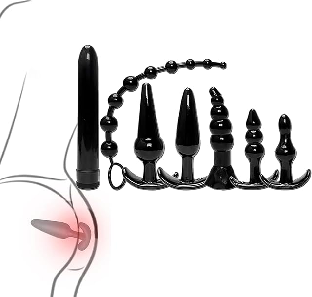 Anal Butt Trainer Kit,Anal Plug Set 7 PCS Silicone Butt Plugs Sex Toy Anal Training Kit BDSM Restraint Sex Set Anal Dilation G Spot Anal Sex Adult Toy Dildo Anal Training Set Couple Extreme Sex Toys
