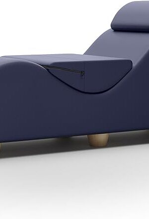 Liberator Esse Lounger II Luxurious Lounger w/Wood Feet, Ultraleather Evening Blue