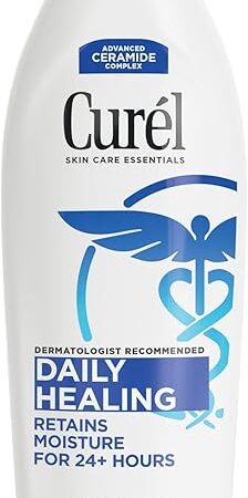 Curel Daily Healing Body Lotion for Dry Skin, Dermatologist Recommended Hydrating Body Lotion with Advanced Ceramides Complex, 20 Oz