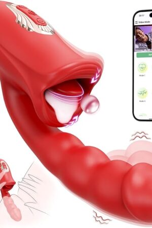 Vibrator for Women Sex Toys - APP Remote Control Tongue Rose Sex Toy Dildo with 9 Finger Massager Vibration 9 Tongue Licking Nipple Sucking Vibrator Adult Toys for Women Couple