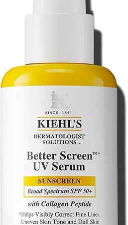 Kiehl's Better Screen UV Serum SPF 50+, Invisible Facial Sunscreen with Collagen Peptide, UV Filters to Shield UVA & UVB, Helps Correct Visible Signs of Aging, Boosts Skin Radiance