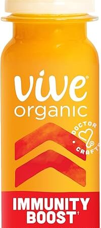 Vive Organic Immunity Boost Original (2 oz) Immunity Wellness Shot with Cold-Pressed Ginger, Turmeric, Echinacea & Black Pepper - USDA Organic & No Added Sugars or Artificial Ingredients, Yellow
