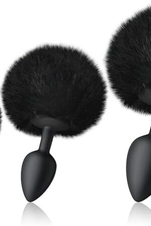 3Pcs Butt Plug Expanding Anal Training Set- SXOVO Silicone Butt Plug Artificial Rabbit's Fur Tail Anal Sex Toys Cosplay for Women Men Couple Stimulation Butt Toys