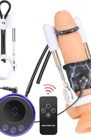 Electrical Stimulation Male Penis Glans Extender Enlargement System Set, Adjustable Stretching Kit BDSM Sex Toys for Men, Longer Erection Time Wearable Relaxing Massage Penis Training Device