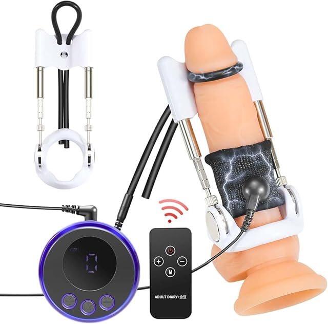 Electrical Stimulation Male Penis Glans Extender Enlargement System Set, Adjustable Stretching Kit BDSM Sex Toys for Men, Longer Erection Time Wearable Relaxing Massage Penis Training Device