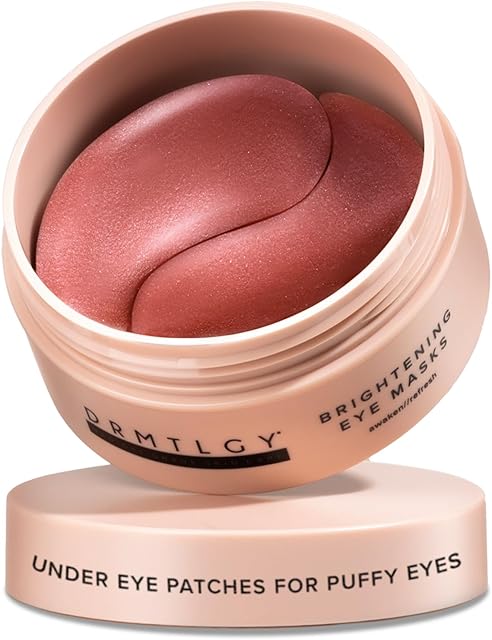 DRMTLGY Brightening Eye Masks (30 Pairs) - Caffeine Eye Masks for Dark Circles and Puffiness with Hyaluronic Acid, Eye Patches for Puffy Eyes