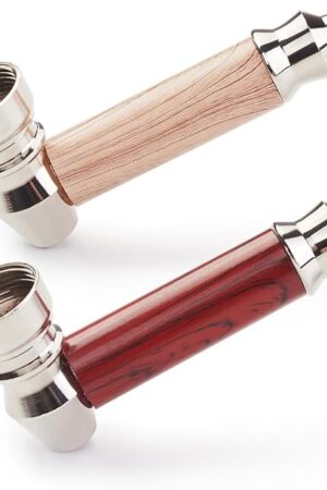 2pc Short Realistic Wood Grain Tobacco Pipe With Cleaner Tamper Tool Black Bag, 3 inch Smoking Pipe Accessories Kit