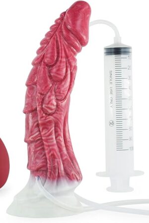 9.05'' Liquid Silicone Dildo Squirting Dildo, Realistic Animal Ejaculating Dildo with Strong Suction Cup, Monster Dildo Anal Dildo Sex Toy, Women Dildo Adult Sex Toy, Red
