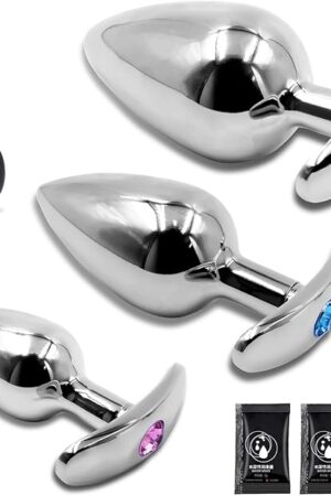 Jewel Butt Plug Beginner 4 Piece Set,Anal Stimulation Toy for Unisex Masturbation,Beginners Advanced Users with Flared Base Prostate Sex Toy